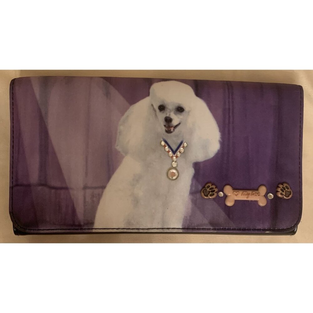 Tiny Paws Poodle Print Wallet With Card Slots & Snap Closure Best in Show